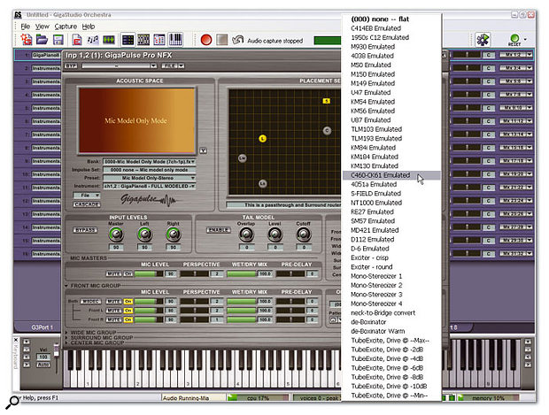 For more realistic sampled instrument libraries, Tascam's Gigastudio 3 uses its Gigapulse convolution engine to provide Pedal Up and Down resonances for its latest Gigapiano II library. You can also use the same convolution technology to model different mic responses, as shown here.